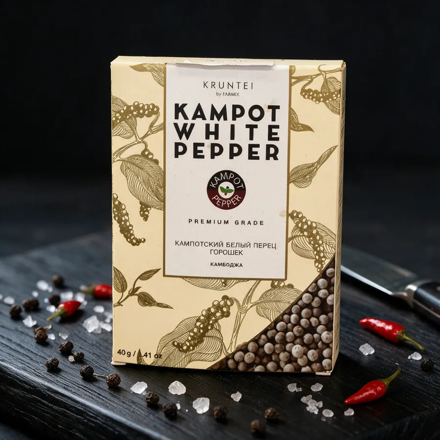 Белый кампотский перец горошком Kruntei