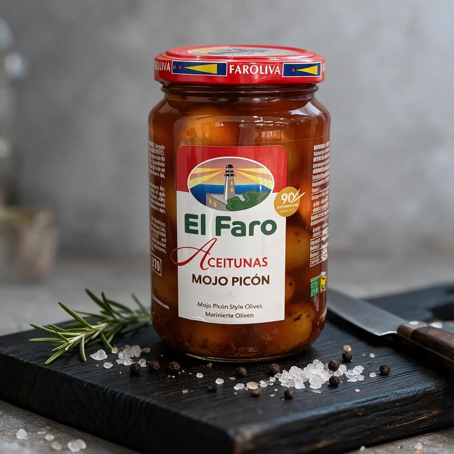 Оливки зелёные с косточкой El Faro Mojo Picón, 350 г