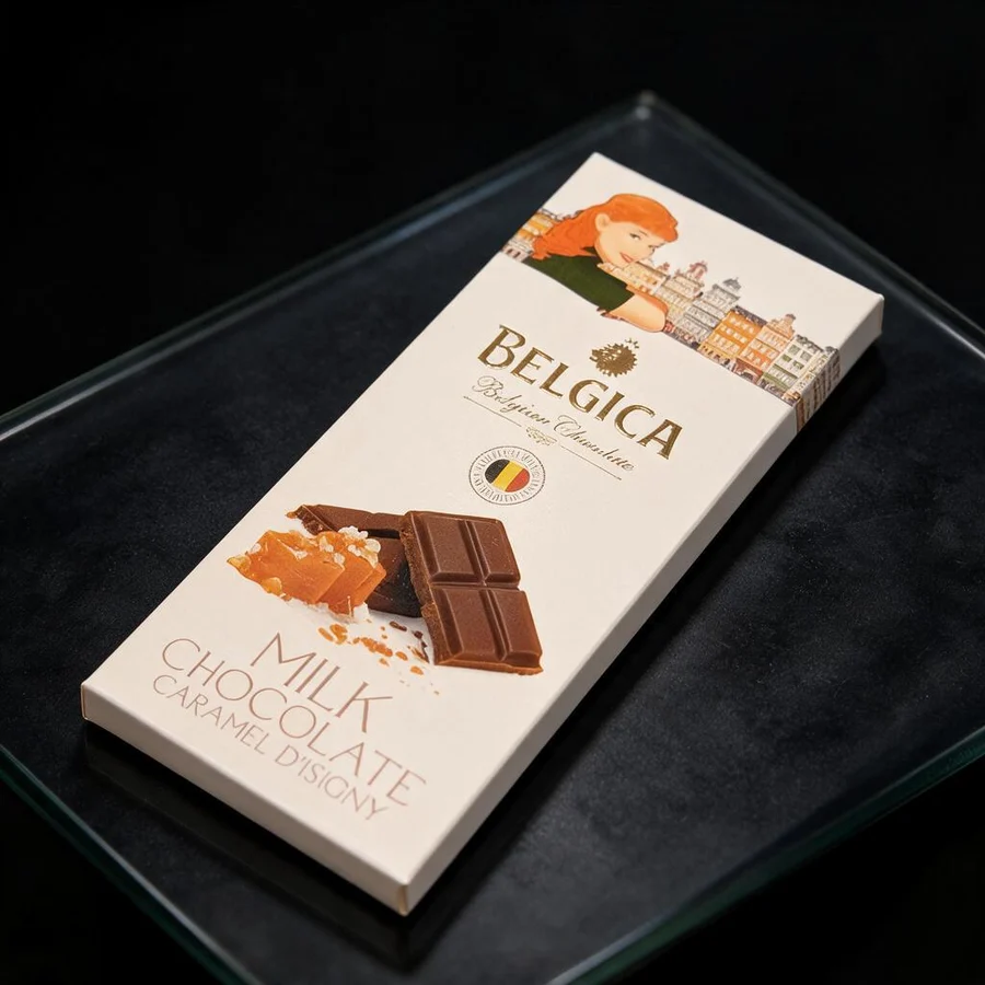 Шоколад Belgica молочный с карамелью d’Isigny и морской солью, 100 г